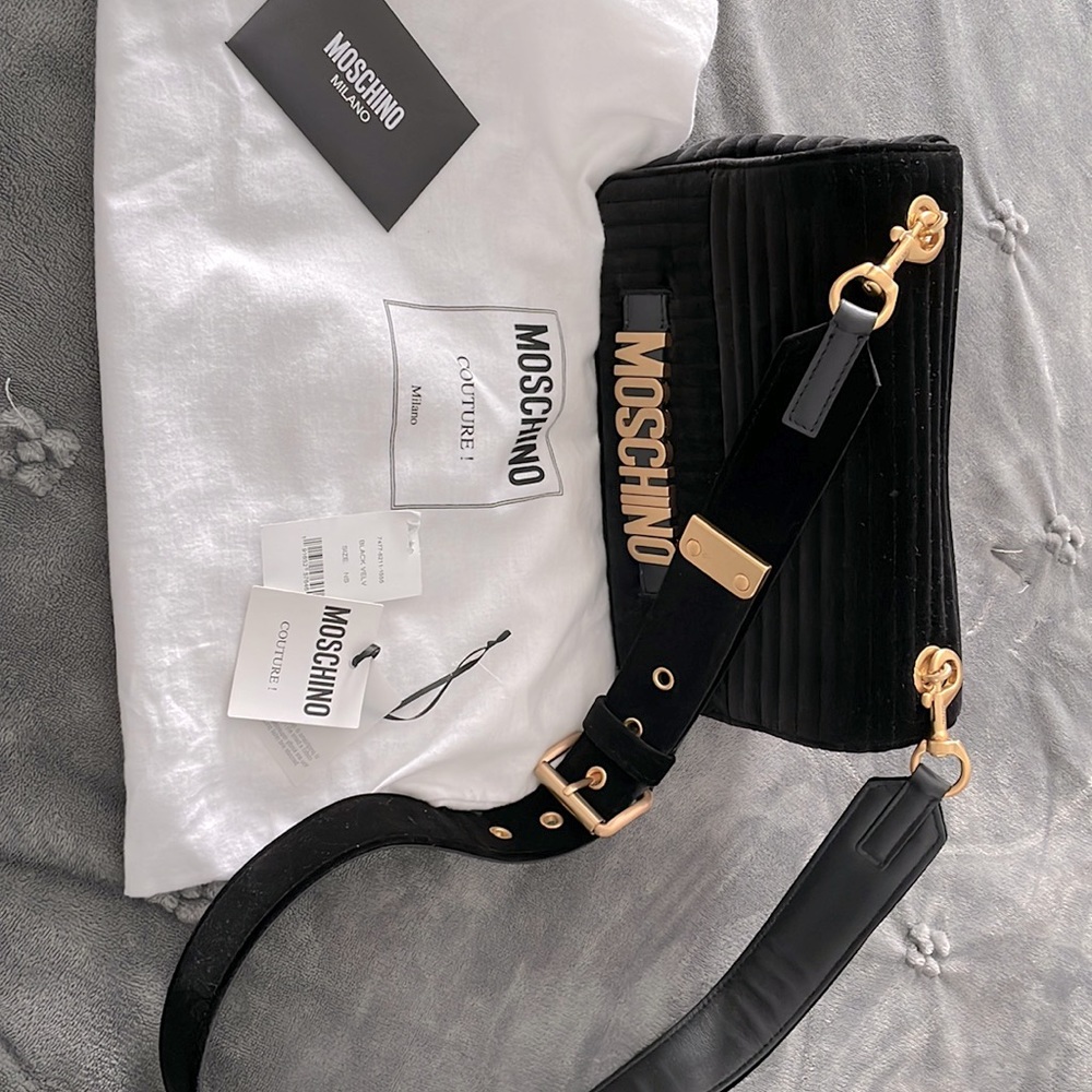 Moschino black velvet bag